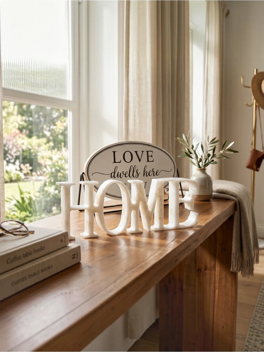 White HOME Decorative Accent Word - Elegant Tabletop Decor